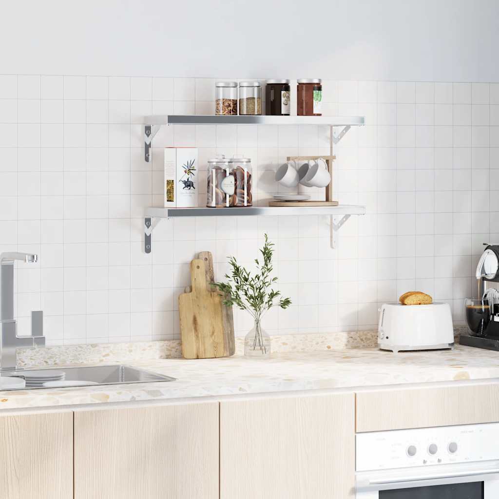 vidaXL Supports d'étagère 4 pcs 20x2,5x14 cm Argent Acier inoxydable