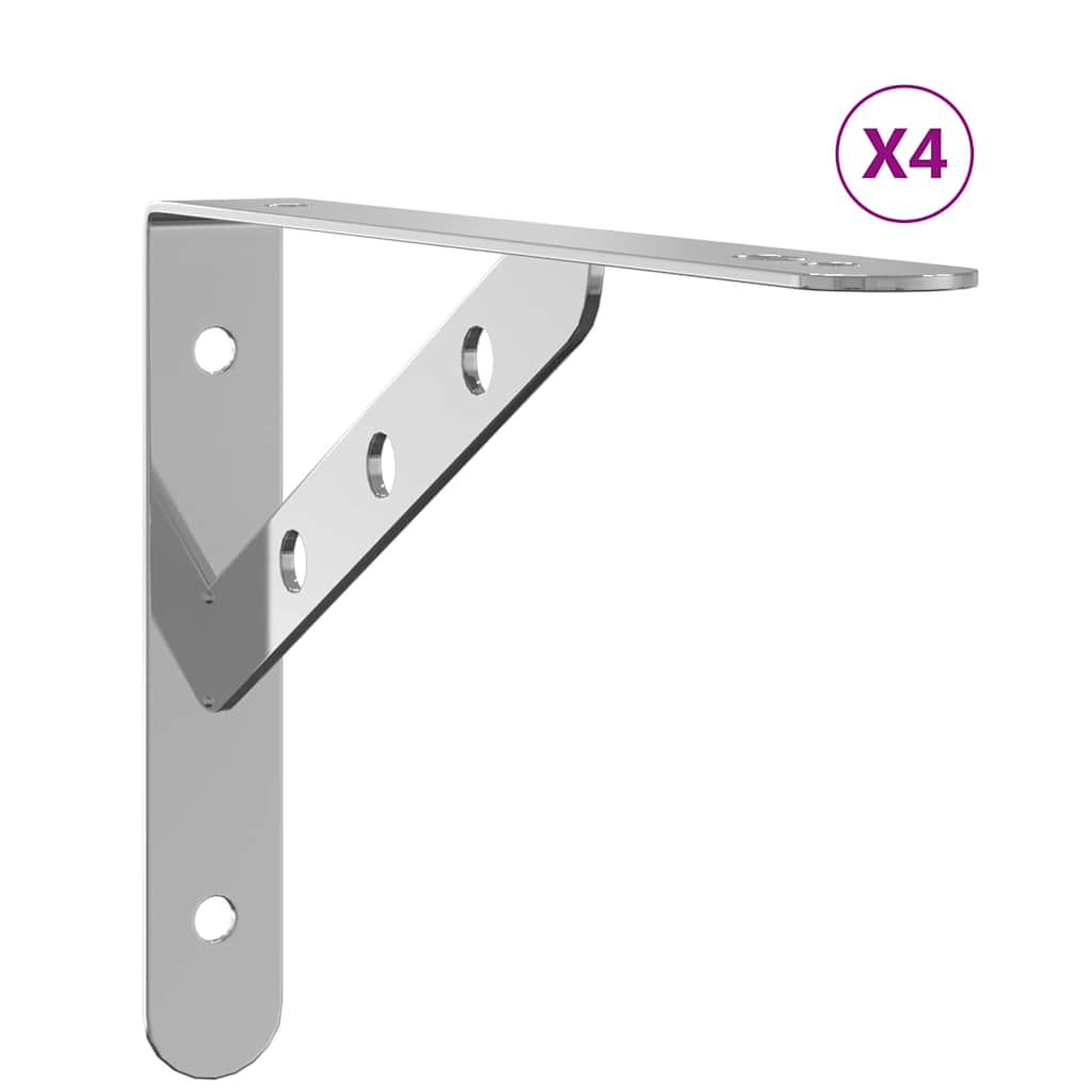 vidaXL Regalträger 4 Stk. 23,5x2,5x15,5 cm Silbern Edelstahl