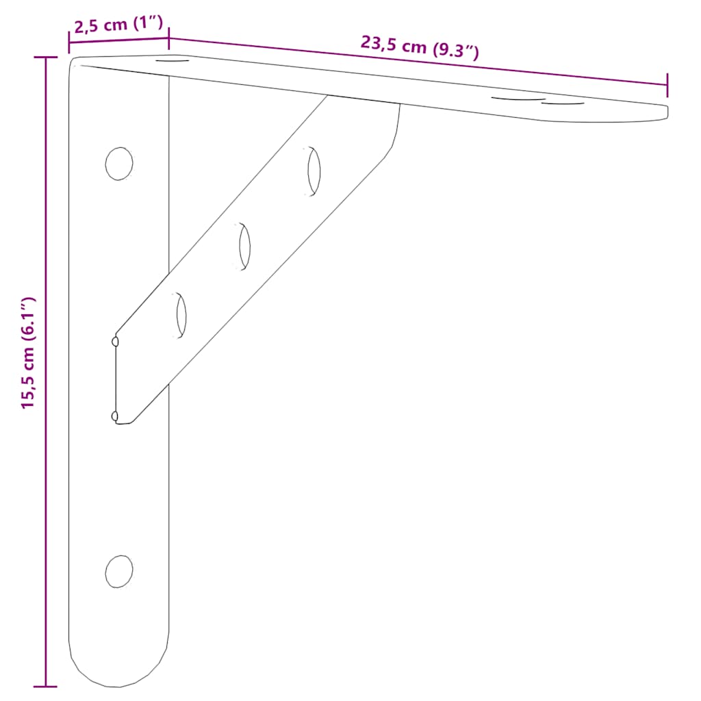 vidaXL Regalträger 4 Stk. 23,5x2,5x15,5 cm Silbern Edelstahl