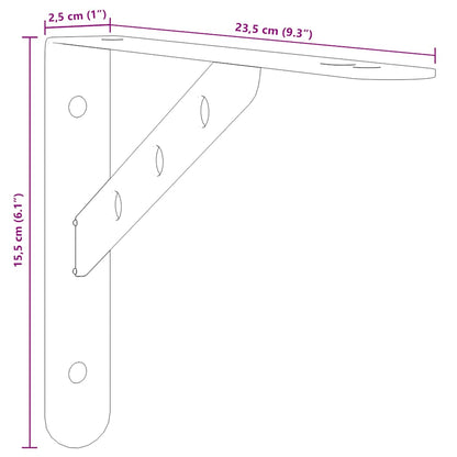 vidaXL Regalträger 4 Stk. 23,5x2,5x15,5 cm Silbern Edelstahl