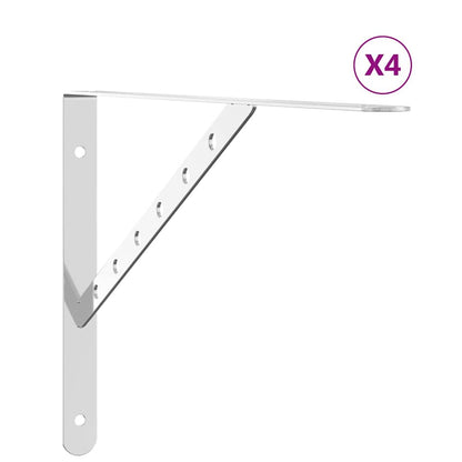 vidaXL Supports d'étagère 4 pcs 40x2,5x25 cm Argent Acier inoxydable