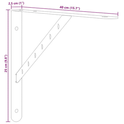 vidaXL Supports d'étagère 4 pcs 40x2,5x25 cm Argent Acier inoxydable