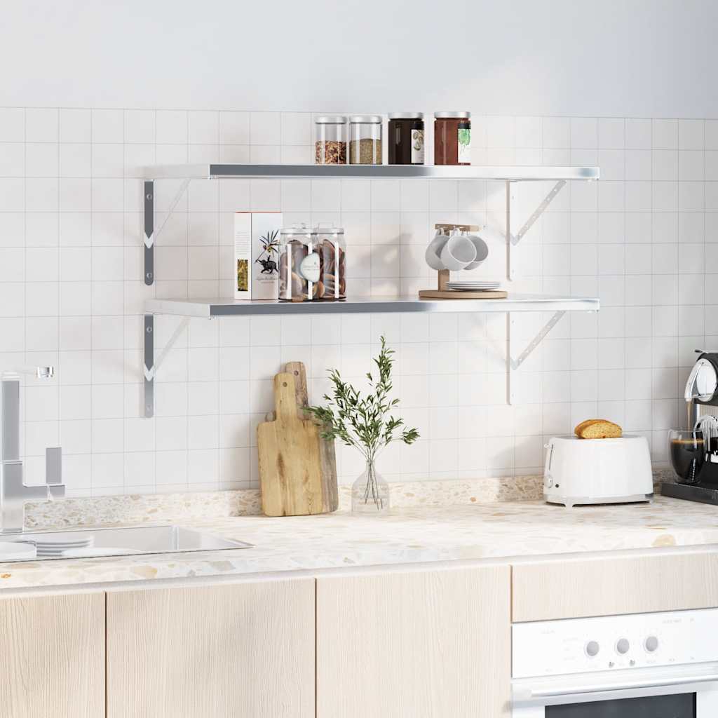 vidaXL Supports d'étagère 4 pcs 40x2,5x25 cm Argent Acier inoxydable