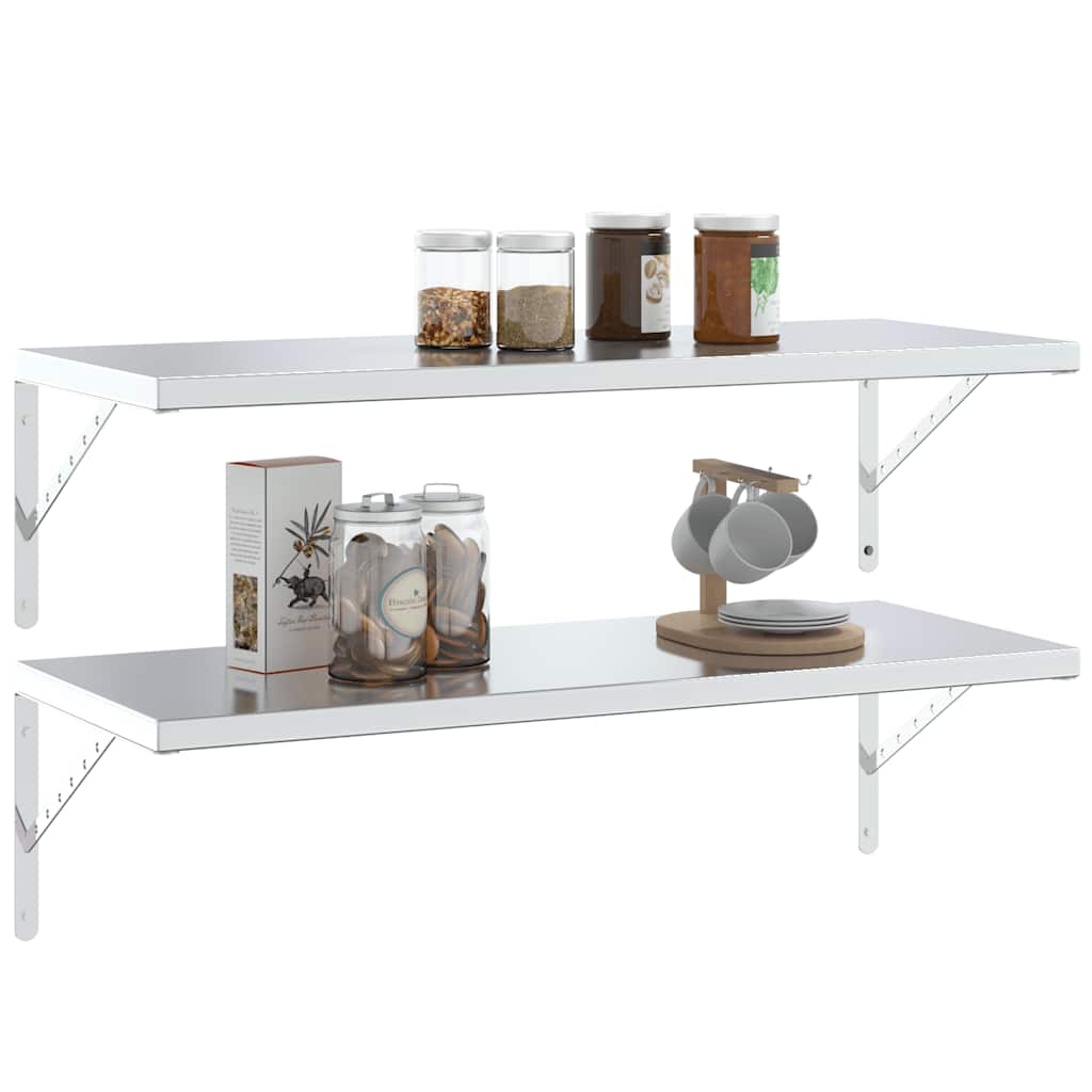 vidaXL Supports d'étagère 4 pcs 40x2,5x25 cm Argent Acier inoxydable