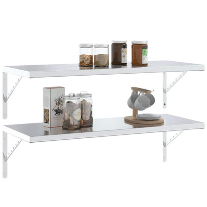 vidaXL Supports d'étagère 4 pcs 40x2,5x25 cm Argent Acier inoxydable