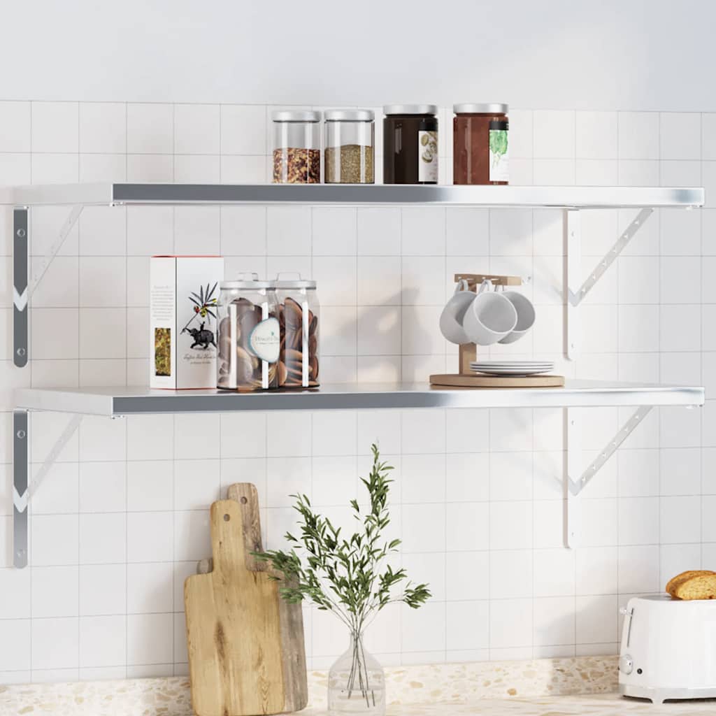 vidaXL Supports d'étagère 4 pcs 40x2,5x25 cm Argent Acier inoxydable