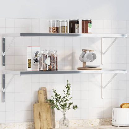 vidaXL Supports d'étagère 4 pcs 40x2,5x25 cm Argent Acier inoxydable