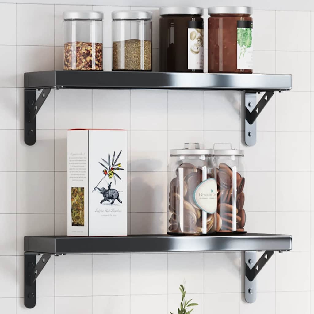 vidaXL Supports d'étagère 4 pcs 15x2,5x11,5 cm Noir Acier inoxydable