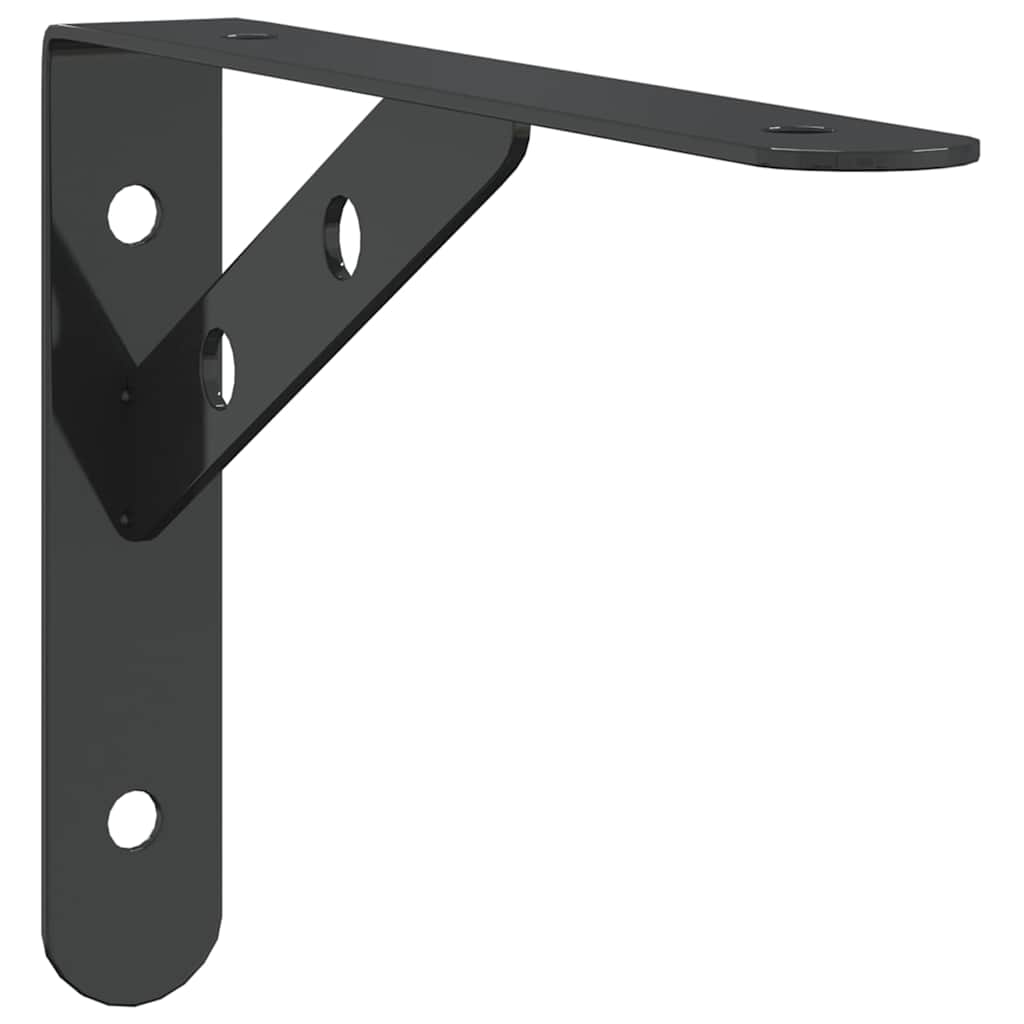 vidaXL Supports d'étagère 4 pcs 20x2,5x14 cm Noir Acier inoxydable
