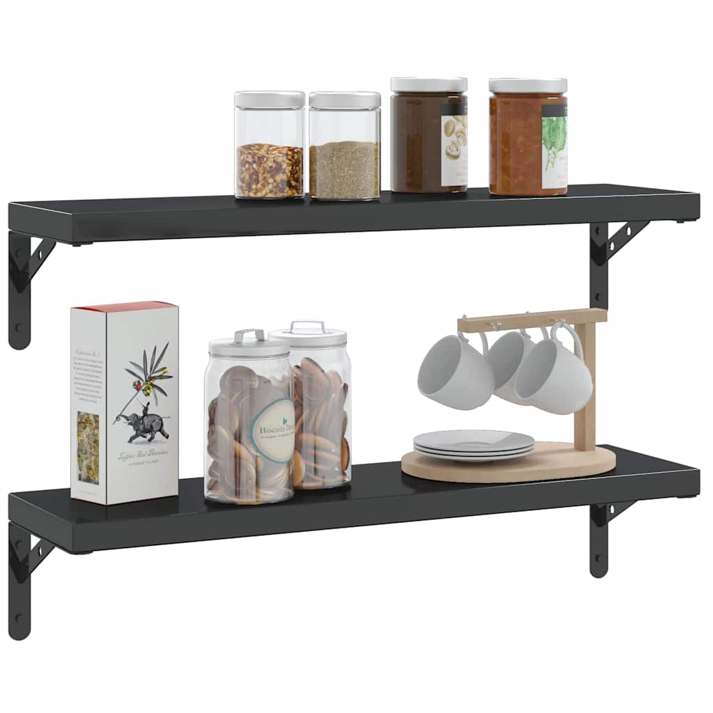 vidaXL Supports d'étagère 4 pcs 20x2,5x14 cm Noir Acier inoxydable