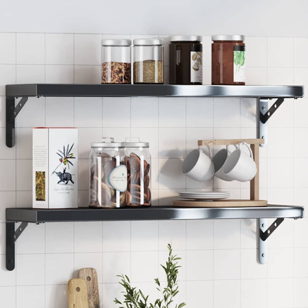 vidaXL Supports d'étagère 4 pcs 20x2,5x14 cm Noir Acier inoxydable