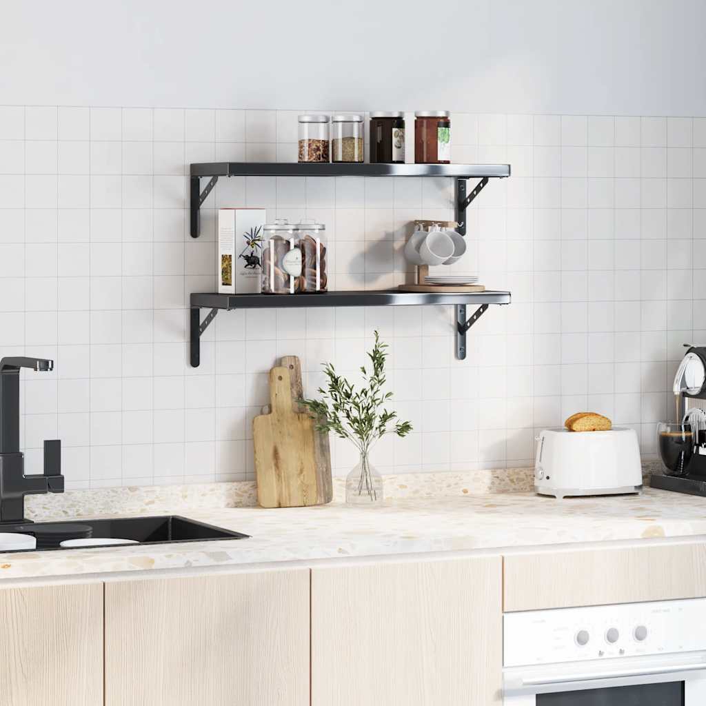 vidaXL Supports d'étagère 4 pcs 23,5x2,5x15,5 cm Noir Acier inoxydable