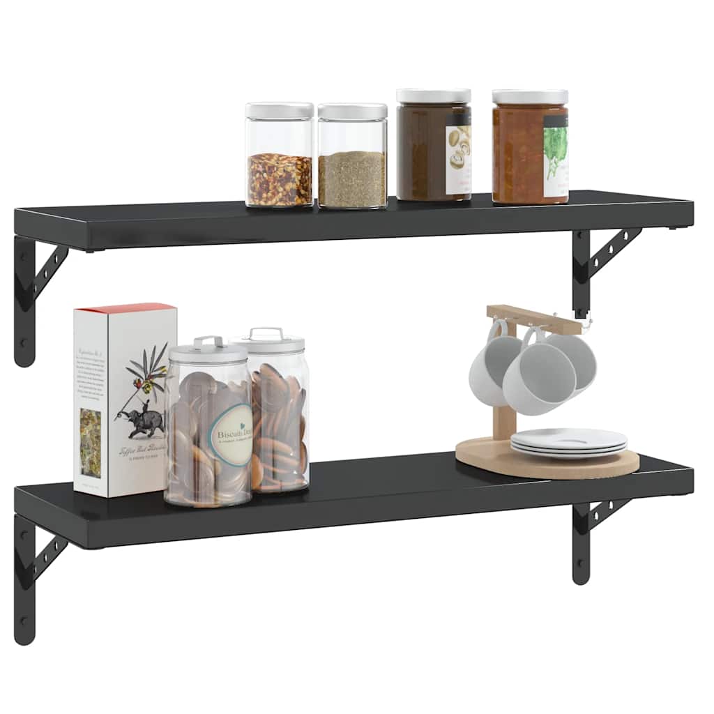 vidaXL Supports d'étagère 4 pcs 23,5x2,5x15,5 cm Noir Acier inoxydable