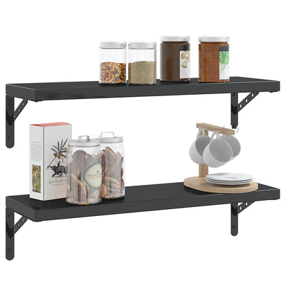 vidaXL Supports d'étagère 4 pcs 23,5x2,5x15,5 cm Noir Acier inoxydable