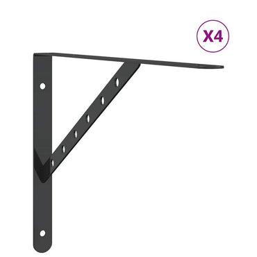 vidaXL Supports d'étagère 4 pcs 40x2,5x25 cm Noir Acier inoxydable