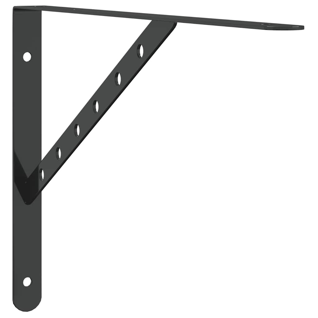 vidaXL Supports d'étagère 4 pcs 40x2,5x25 cm Noir Acier inoxydable