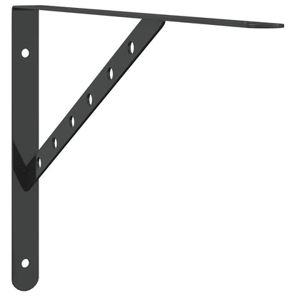 vidaXL Supports d'étagère 4 pcs 40x2,5x25 cm Noir Acier inoxydable
