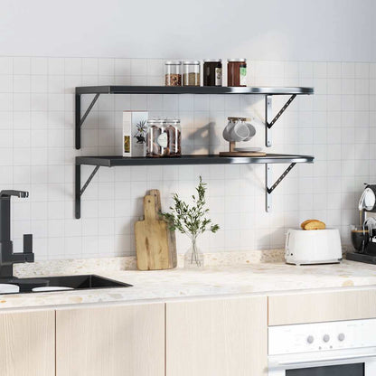 vidaXL Supports d'étagère 4 pcs 40x2,5x25 cm Noir Acier inoxydable