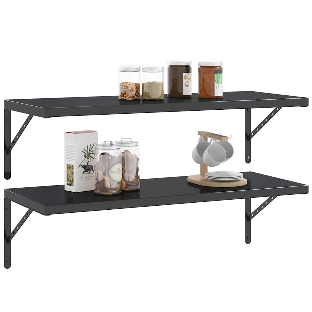 vidaXL Supports d'étagère 4 pcs 40x2,5x25 cm Noir Acier inoxydable