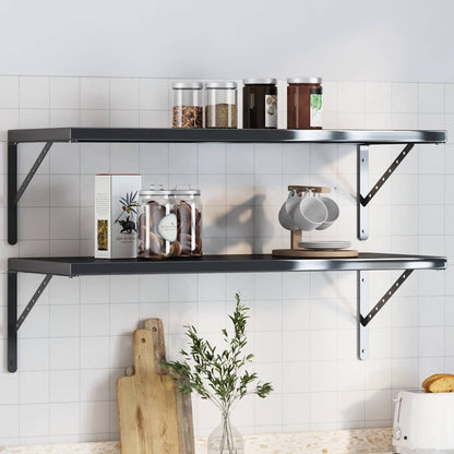 vidaXL Supports d'étagère 4 pcs 40x2,5x25 cm Noir Acier inoxydable