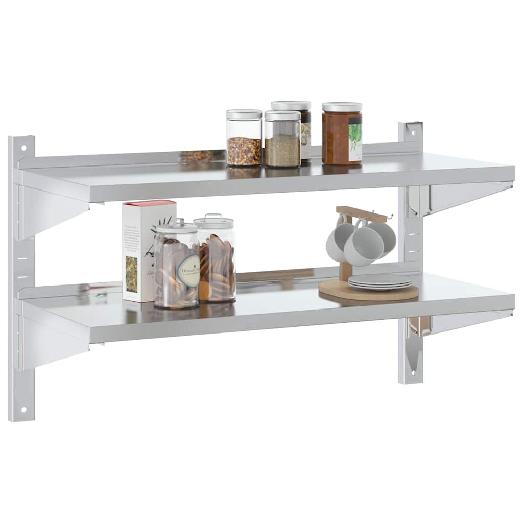 vidaXL Étagère murale à 2 niveaux 100x40x60 cm Argent Acier inoxydable