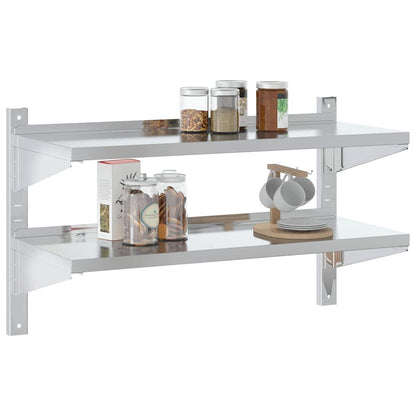vidaXL Étagère murale à 2 niveaux 100x40x60 cm Argent Acier inoxydable