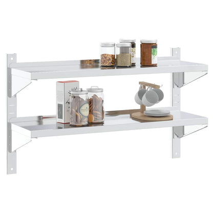 vidaXL Étagère murale à 2 niveaux 100x30x60 cm Acier inoxydable argenté