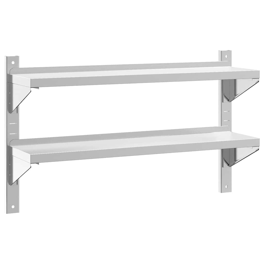 vidaXL Étagère murale à 2 niveaux 100x23,5x60 cm Argent Acier inoxydable