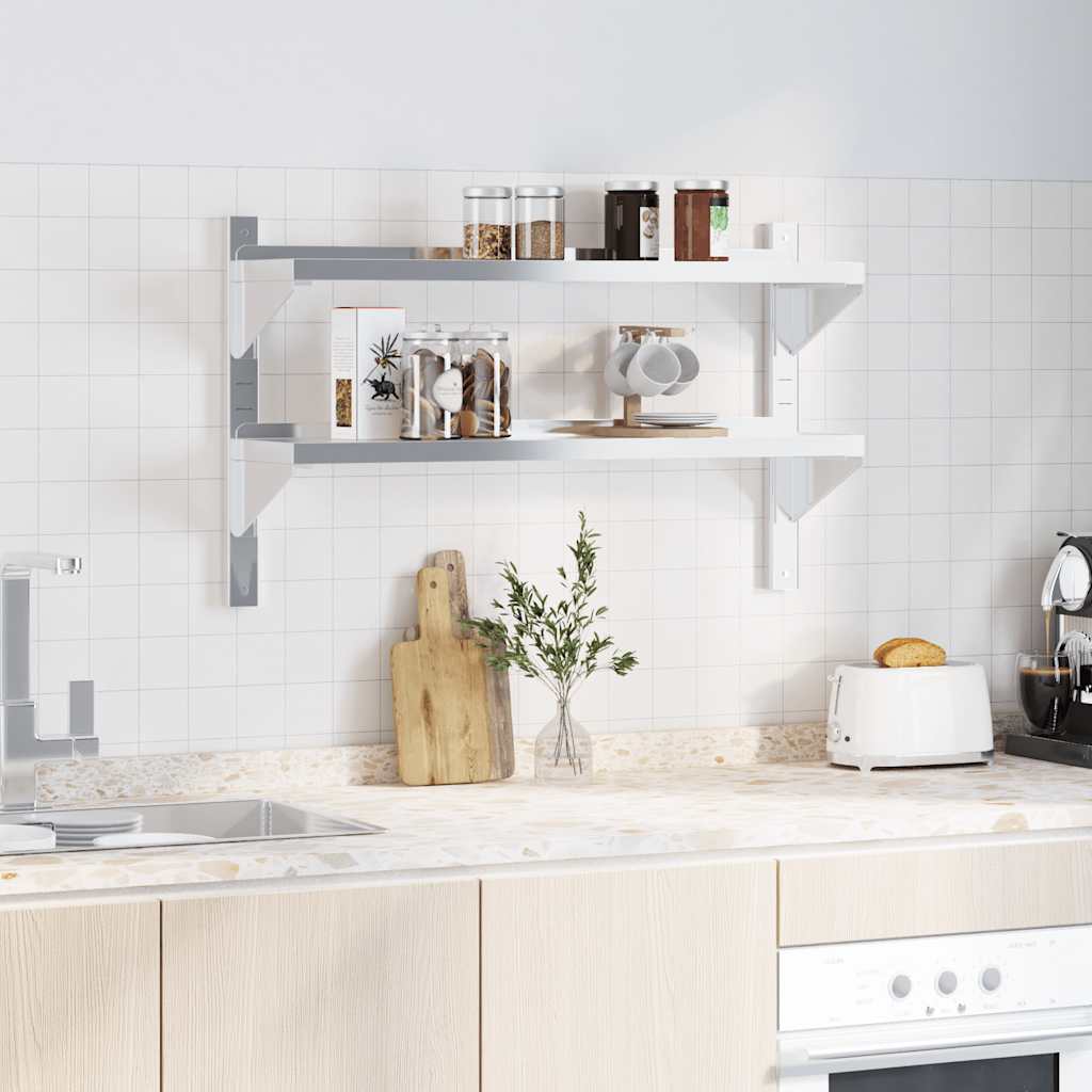 vidaXL Étagère murale à 2 niveaux 100x23,5x60 cm Argent Acier inoxydable