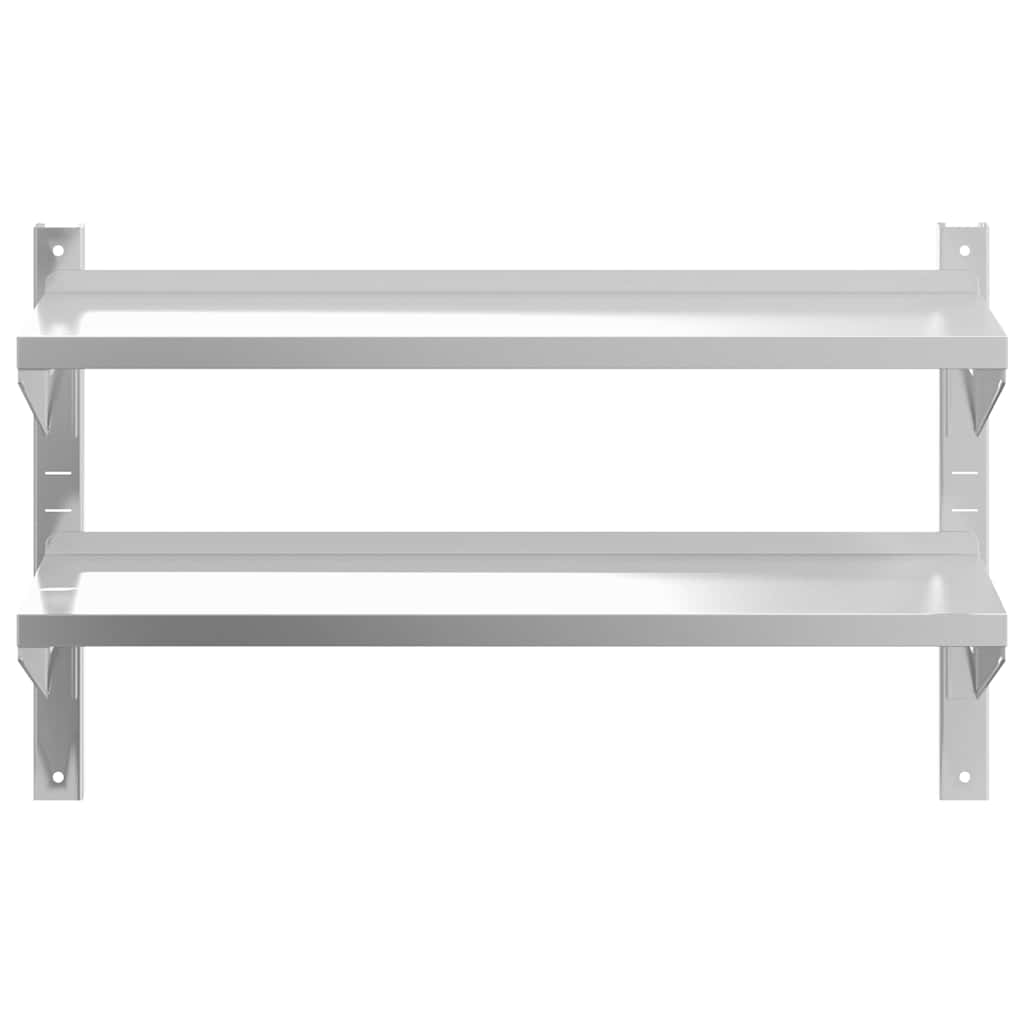 vidaXL Étagère murale à 2 niveaux 100x23,5x60 cm Argent Acier inoxydable
