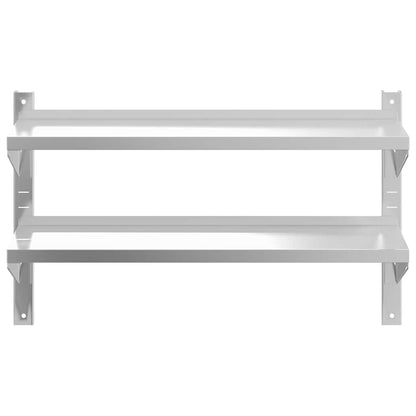 vidaXL Étagère murale à 2 niveaux 100x23,5x60 cm Argent Acier inoxydable