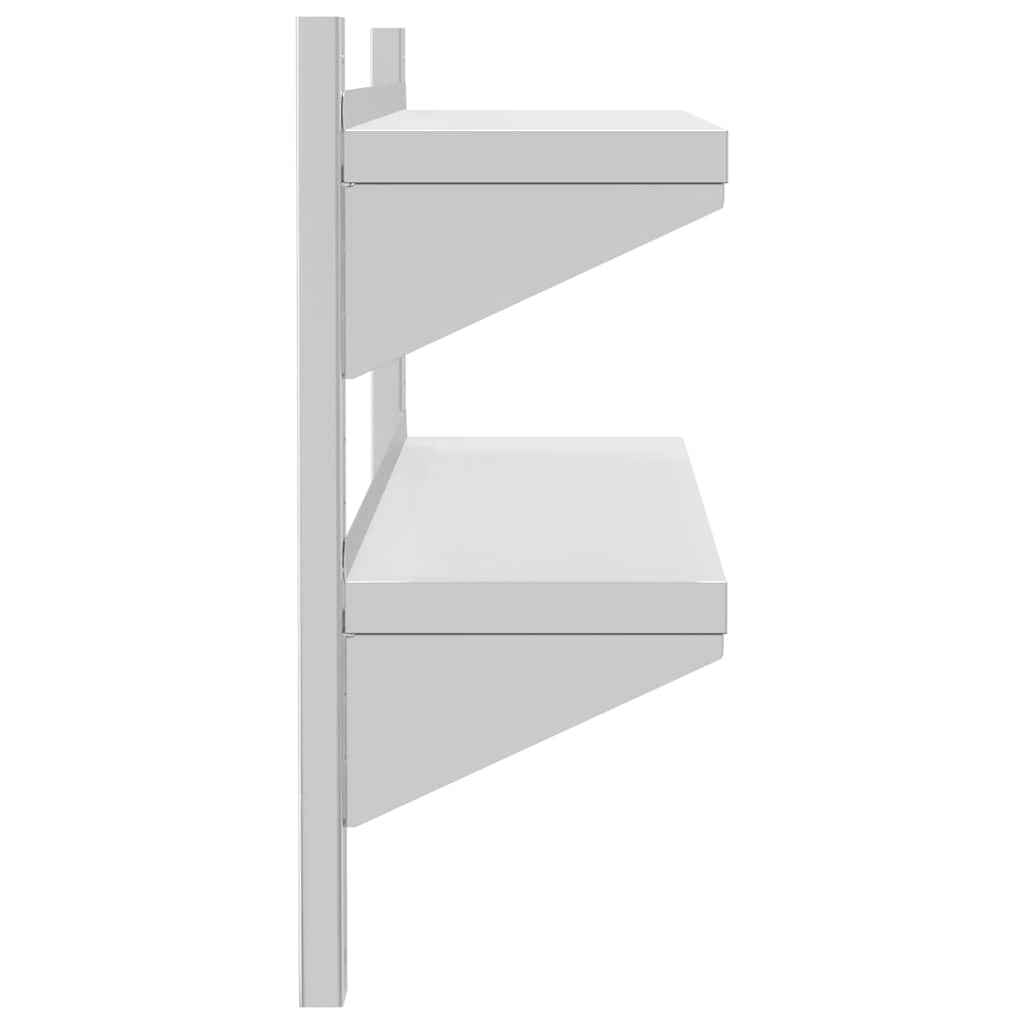 vidaXL Étagère murale à 2 niveaux 100x23,5x60 cm Argent Acier inoxydable