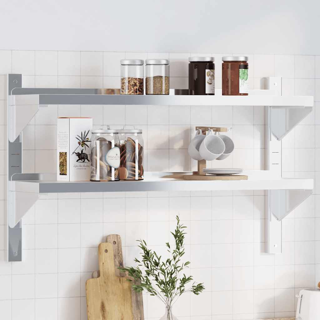 vidaXL Étagère murale à 2 niveaux 100x23,5x60 cm Argent Acier inoxydable
