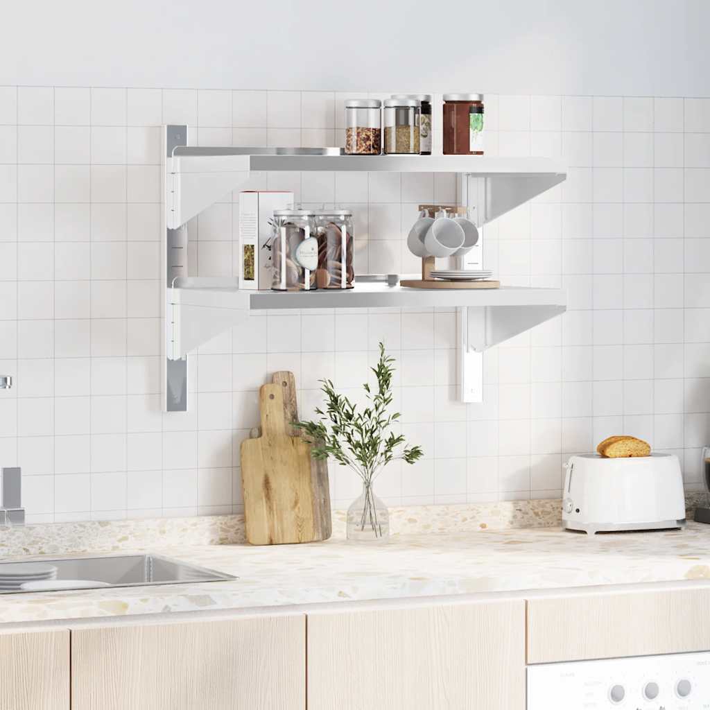 vidaXL Étagère murale à 2 niveaux 75x40x60 cm Argenté Acier inoxydable