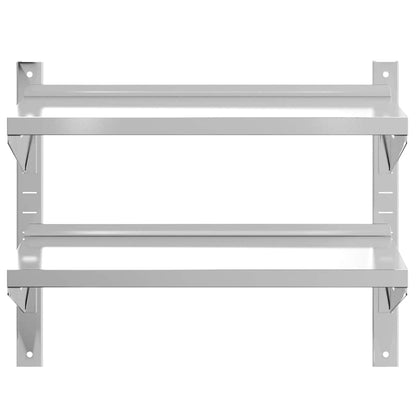 vidaXL Étagère murale à 2 niveaux 75x40x60 cm Argenté Acier inoxydable