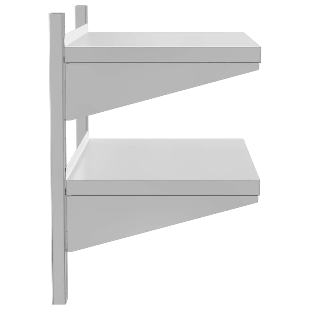 vidaXL Étagère murale à 2 niveaux 75x40x60 cm Argenté Acier inoxydable