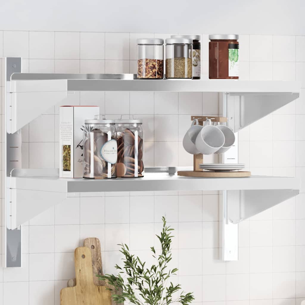 vidaXL Étagère murale à 2 niveaux 75x40x60 cm Argenté Acier inoxydable