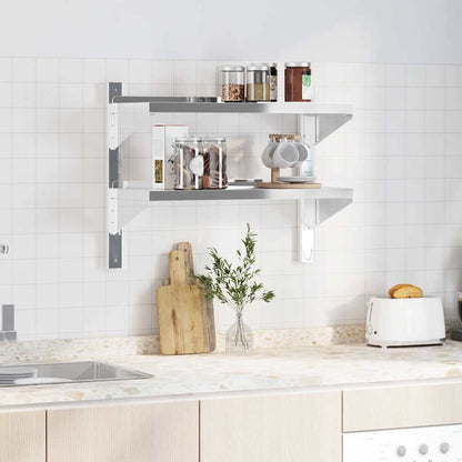 vidaXL Étagère murale à 2 niveaux 75x30x60 cm Argent Acier inoxydable