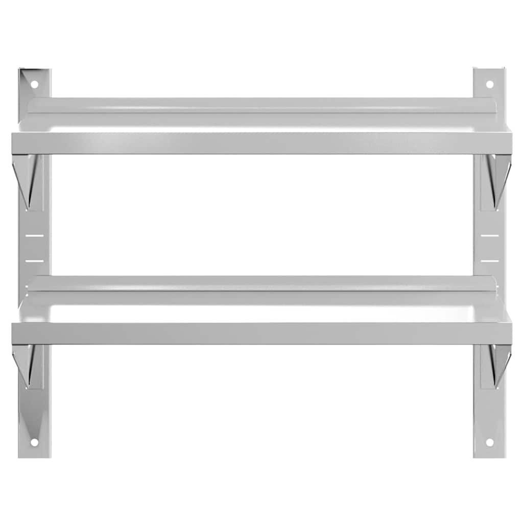 vidaXL Étagère murale à 2 niveaux 75x30x60 cm Argent Acier inoxydable