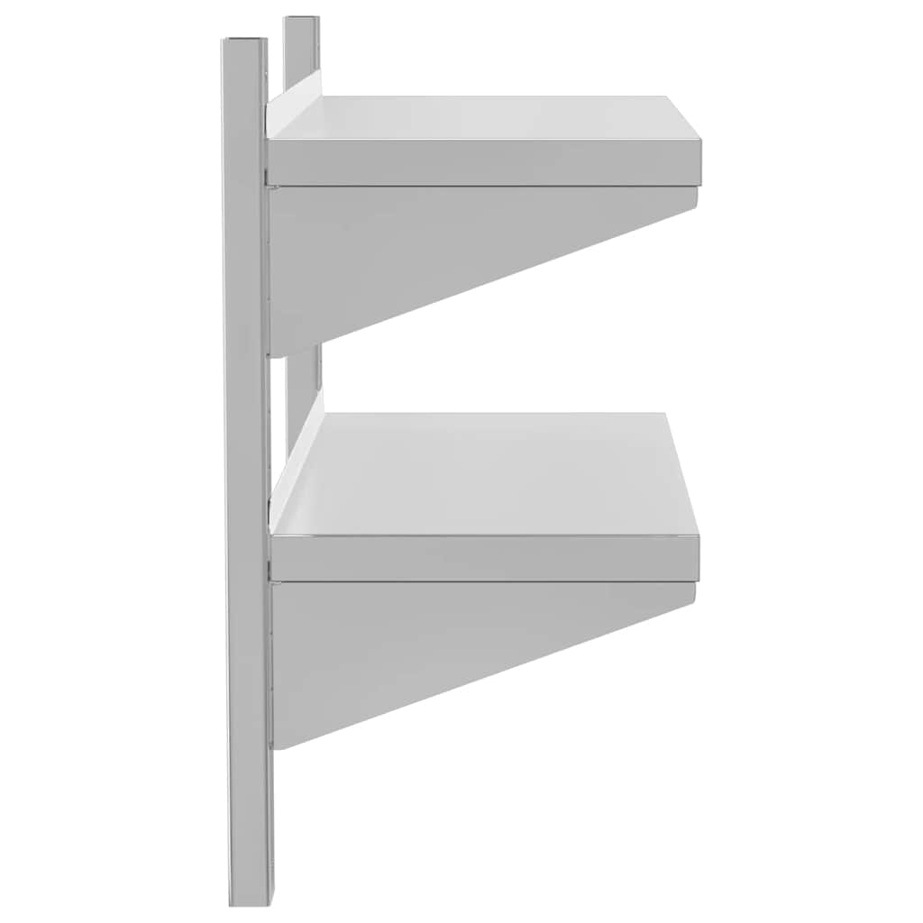 vidaXL Étagère murale à 2 niveaux 75x30x60 cm Argent Acier inoxydable