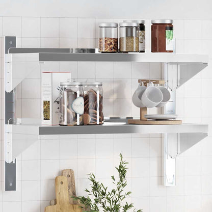 vidaXL Étagère murale à 2 niveaux 75x30x60 cm Argent Acier inoxydable