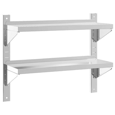 vidaXL Étagère murale à 2 niveaux 75x23,5x60 cm Argent Acier inoxydable
