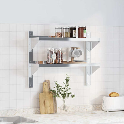 vidaXL Étagère murale à 2 niveaux 75x23,5x60 cm Argent Acier inoxydable