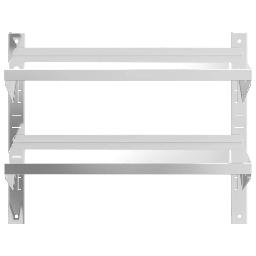 vidaXL Étagère murale à 2 niveaux 75x23,5x60 cm Argent Acier inoxydable