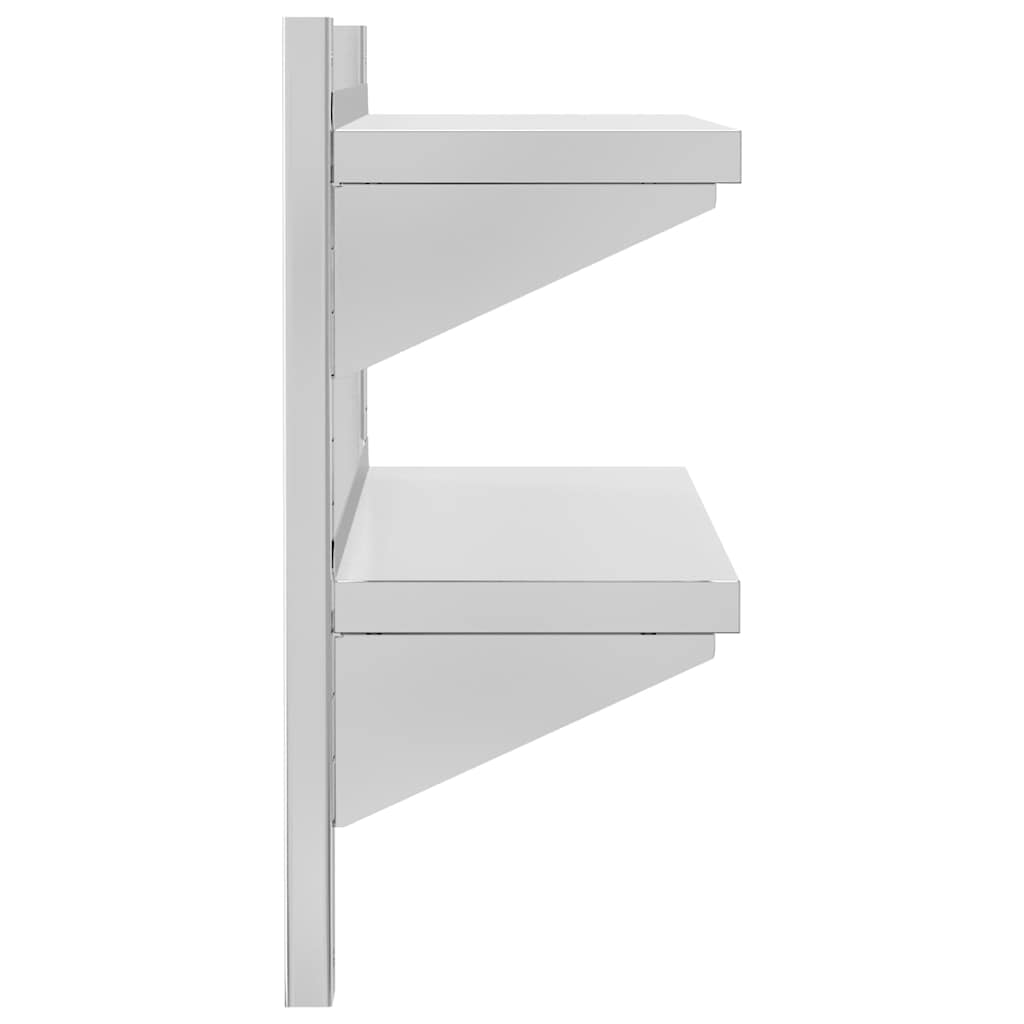 vidaXL Étagère murale à 2 niveaux 75x23,5x60 cm Argent Acier inoxydable