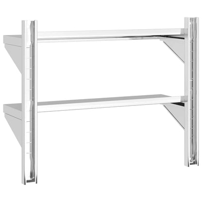 vidaXL Étagère murale à 2 niveaux 75x23,5x60 cm Argent Acier inoxydable