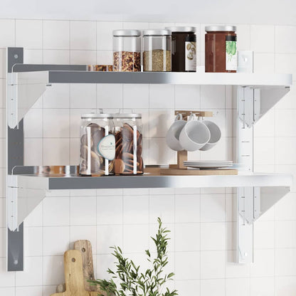 vidaXL Étagère murale à 2 niveaux 75x23,5x60 cm Argent Acier inoxydable