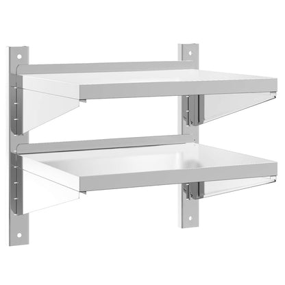 vidaXL Étagère murale à 2 niveaux 50x40x48 cm Argent Acier inoxydable