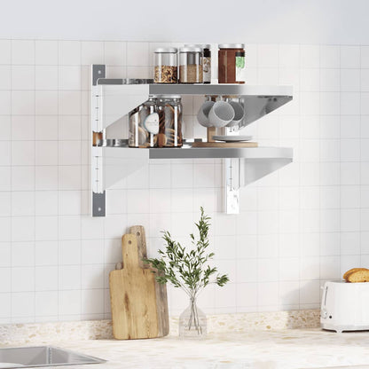 vidaXL Étagère murale à 2 niveaux 50x40x48 cm Argent Acier inoxydable