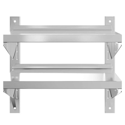vidaXL Étagère murale à 2 niveaux 50x40x48 cm Argent Acier inoxydable